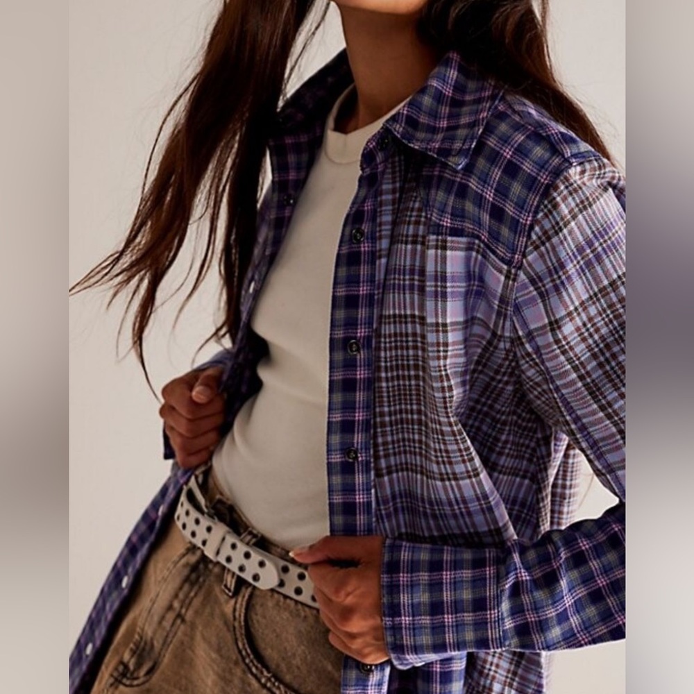 Free People | NWT We The Free Layer It Up Plaid Top Sz XS - Picture 3 of 12